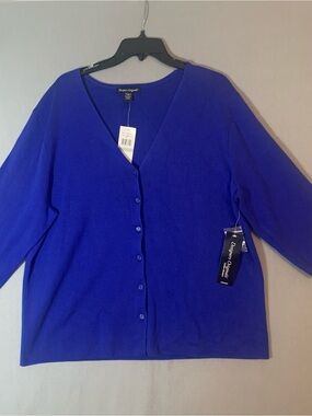 Designers Originals Royal Blue V-Neck Button Cardigan Ladies Size 1X